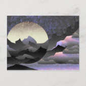 Abstracte kunst van de Whimsical Moon en Mountains Briefkaart (Voorkant)