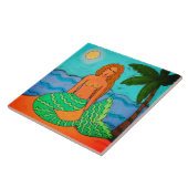 Abstracte kunst van de Zeemeermin en de palmboom Tegeltje (Zijkant)