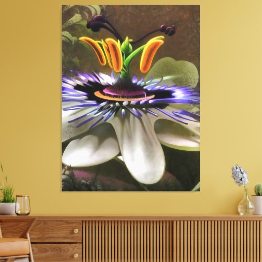 Abstracte kunst van een passievloer canvas afdruk (Insitu (Woonkamer))