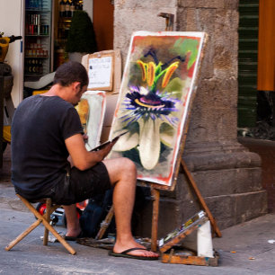 Abstracte kunst van een passievloer canvas afdruk