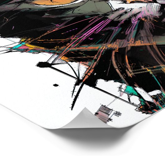 Abstracte kunst van een poes poster (Hoek)