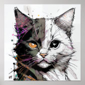 Abstracte kunst van een poes poster (Voorkant)