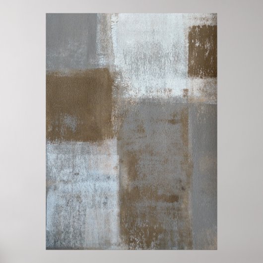 abstracte kunst van grijs en beige poster (Voorkant)