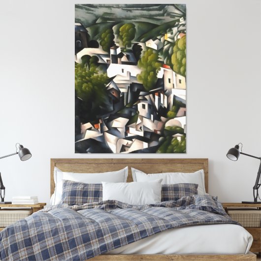 Abstracte kunst van het dorp Kayakoy Canvas Afdruk (Insitu (Slaapkamer))