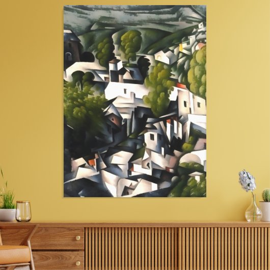 Abstracte kunst van het dorp Kayakoy Canvas Afdruk (Insitu (Woonkamer))