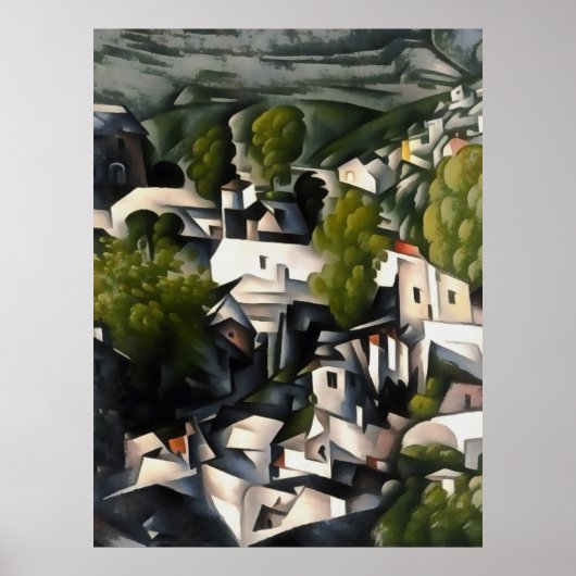 Abstracte kunst van het dorp Kayakoy Poster (Voorkant)