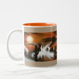 Abstracte kunst van het zuidwesten tweekleurige koffiemok