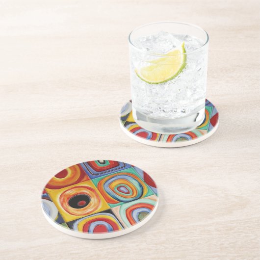 Abstracte kunst van Kandinsky Zandsteen Onderzetter (Zijkant)