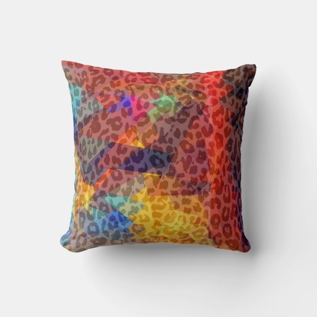 Abstracte kunst van Leopard Cubism | Geometrisch p Kussen (Voorkant)