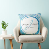 Abstracte kunst van Monogram Blue sapphire Swirl Kussen (Stoel)