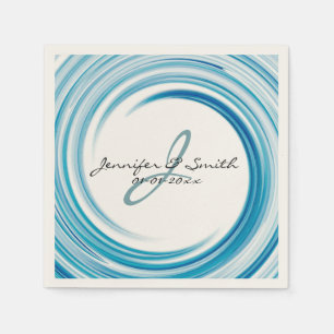 Abstracte kunst van Monogram Blue sapphire Swirl Servet