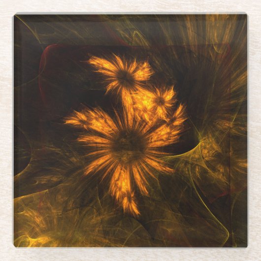 Abstracte kunst van Mystique Garden Glazen Onderzetter (Voorkant)