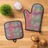 Abstracte kunst van pasta ovenwant & pannenlap set (Top down)