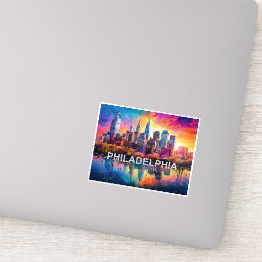 Abstracte kunst van Philadelphia Skyline Sticker (Detail)