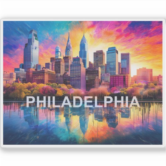 Abstracte kunst van Philadelphia Skyline Sticker (Voorkant)
