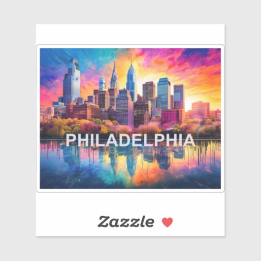 Abstracte kunst van Philadelphia Skyline Sticker (Vel)
