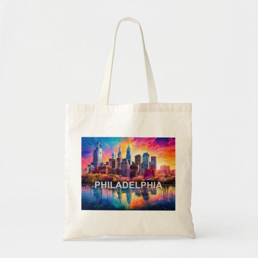 Abstracte kunst van Philadelphia Skyline Tote Bag (Voorkant)