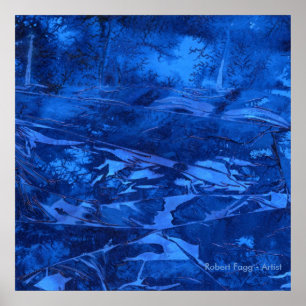 abstracte kunst van Robert Fagg blauw: Diep Water Poster