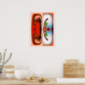 Abstracte kunst van rotsen en water poster (Keuken)
