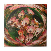 Abstracte kunst van roze Afrikaanse Daisies Tegeltje (Voorkant)