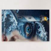 Abstracte kunst van vuurtorenvrouw legpuzzel (Horizontaal)