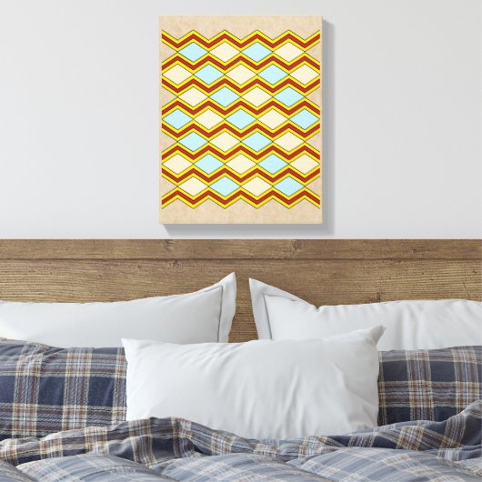 Abstracte kunst van zigels en diamanten canvas afdruk (Insitu (Slaapkamer))