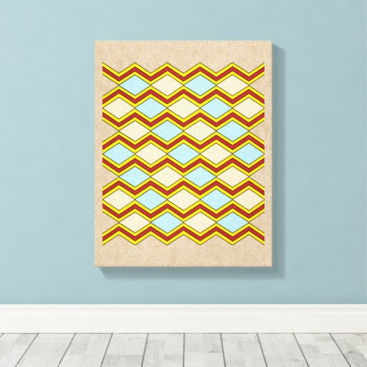 Abstracte kunst van zigels en diamanten canvas afdruk (Insitu (Houten vloer))