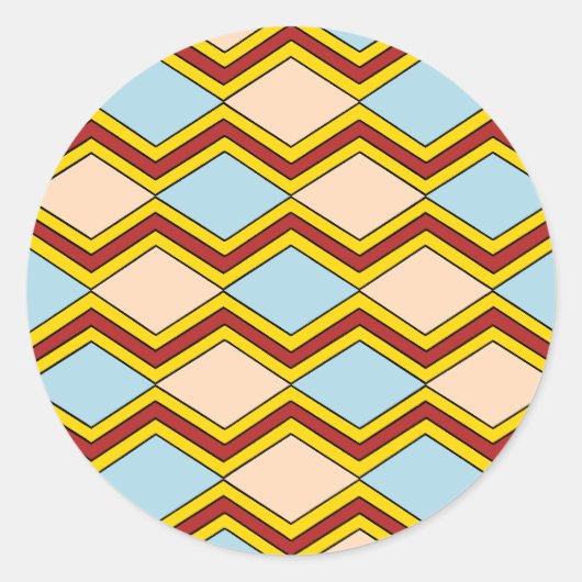 Abstracte kunst van zigels en diamanten ronde sticker (Voorkant)