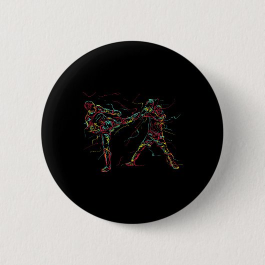 Abstracte kunst vechtsporter Karate Ronde Button 5,7 Cm (Voorkant)