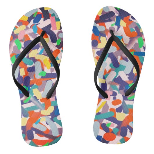 Abstracte Kunst Verfkwasten Positieve Flip Flops (Voetbed)
