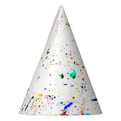 Abstracte kunst verfspatten gespikkeld feesthoedjes (Links)