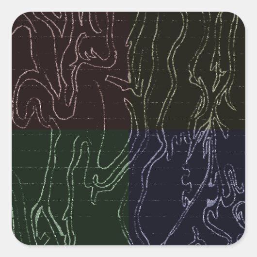 Abstracte kunst vierkante sticker (Voorkant)