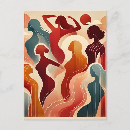 Abstracte kunst viert empowerment van vrouwen briefkaart (Voorkant)