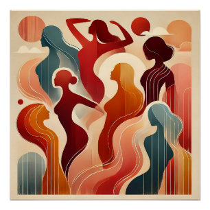 Abstracte kunst viert empowerment van vrouwen perfect poster