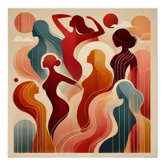 Abstracte kunst viert empowerment van vrouwen perfect poster (Voorkant)