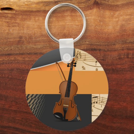 Abstracte kunst vioolontwerp sleutelhanger (Achterkant)