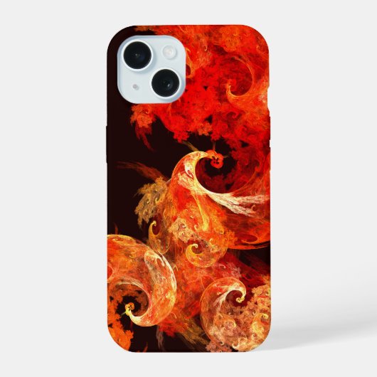 Abstracte kunst voor dansende vuurvogels iPhone 15 case (Achterkant)