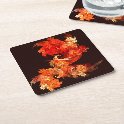 Abstracte kunst voor dansende vuurvogels kartonnen onderzetters (Schuin)