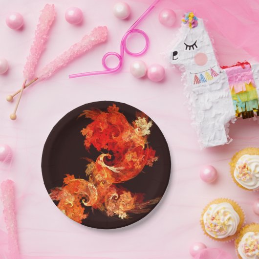 Abstracte kunst voor dansende vuurvogels papieren bordje (Feest)