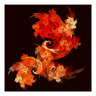Abstracte kunst voor dansende vuurvogels poster