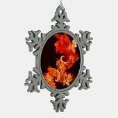 Abstracte kunst voor dansende vuurvogels tin sneeuwvlok ornament (Links)