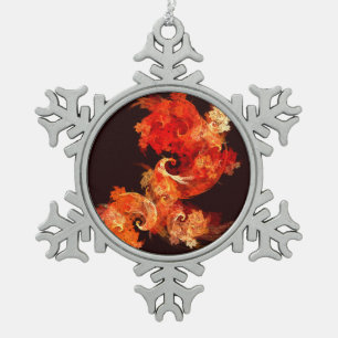 Abstracte kunst voor dansende vuurvogels tin sneeuwvlok ornament