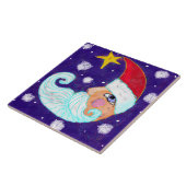 Abstracte kunst voor halve maan kerstman tegeltje (Zijkant)