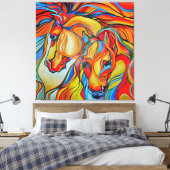 Abstracte kunst voor kleurpaarden canvas afdruk (Insitu (Slaapkamer))