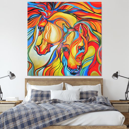 Abstracte kunst voor kleurpaarden canvas afdruk (Insitu (Slaapkamer))