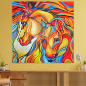 Abstracte kunst voor kleurpaarden canvas afdruk (Insitu (Woonkamer))