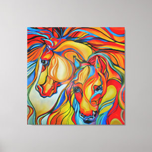 Abstracte kunst voor kleurpaarden canvas afdruk
