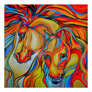 Abstracte kunst voor kleurpaarden perfect poster