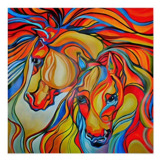 Abstracte kunst voor kleurpaarden perfect poster (Voorkant)