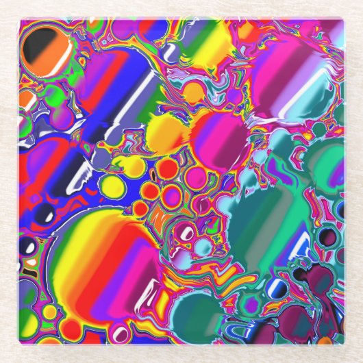 Abstracte kunst voor regenboogblast glazen onderzetter (Voorkant)